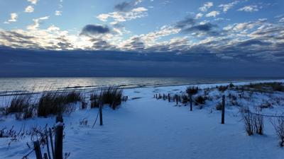 Snow on the beach in Fenwick Island