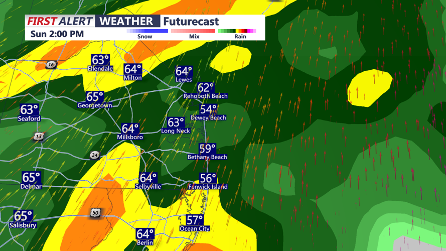 Cold Front Pushes Through Sunday