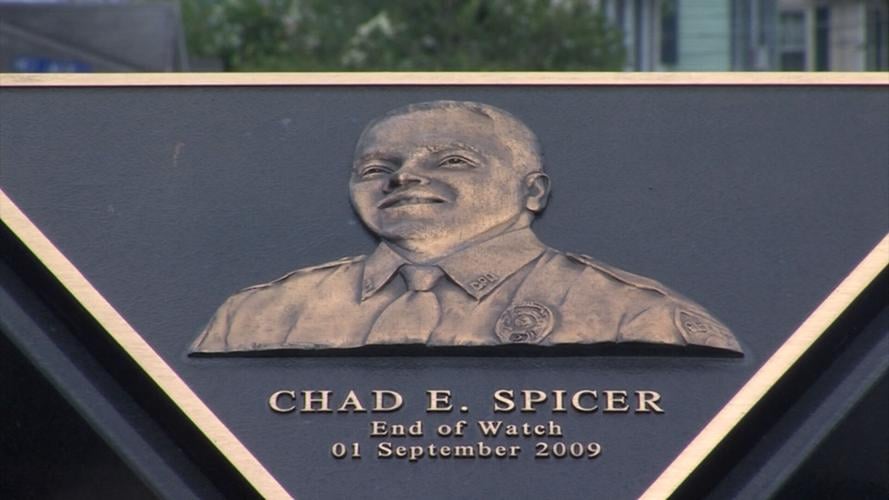 Chad Spicer memorial on the Georgetown circle before it was hit by a car