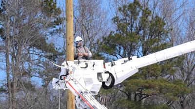 Crew working on power lines