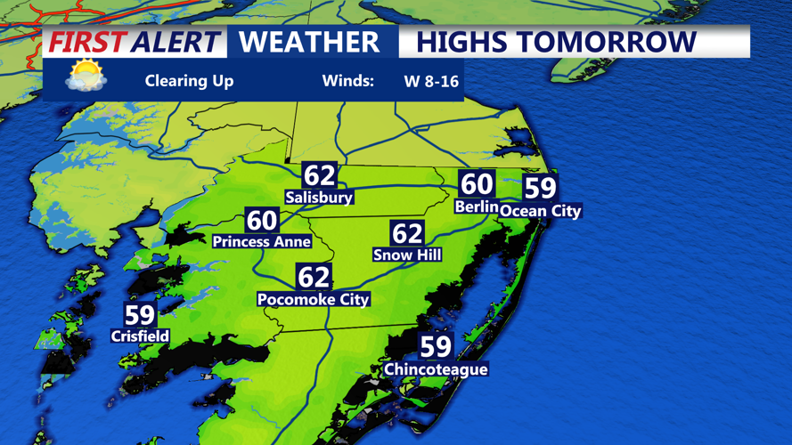HIGHS TOMORROW - OCEAN CITY