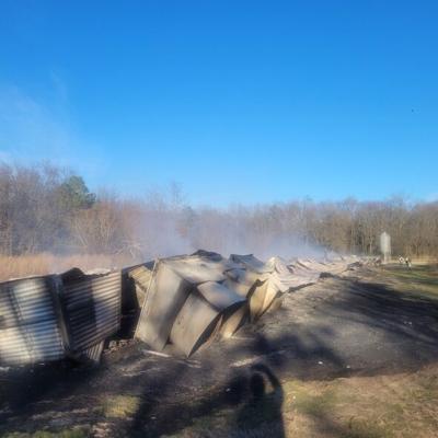 Chicken house collapsed from fire