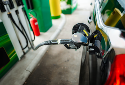 Photo of diesel pump in a car. 