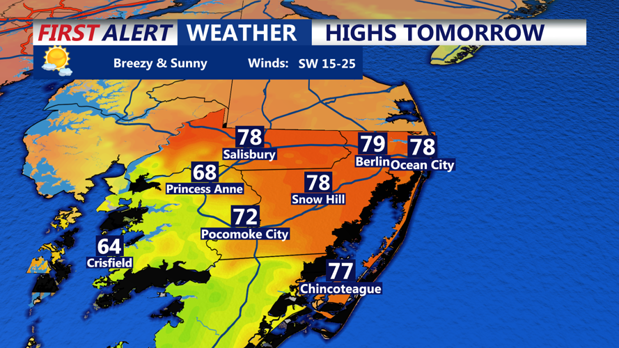 HIGHS TOMORROW OCEAN CITY