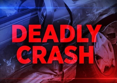 A blue background with the words "deadly crash" in red colored letters.
