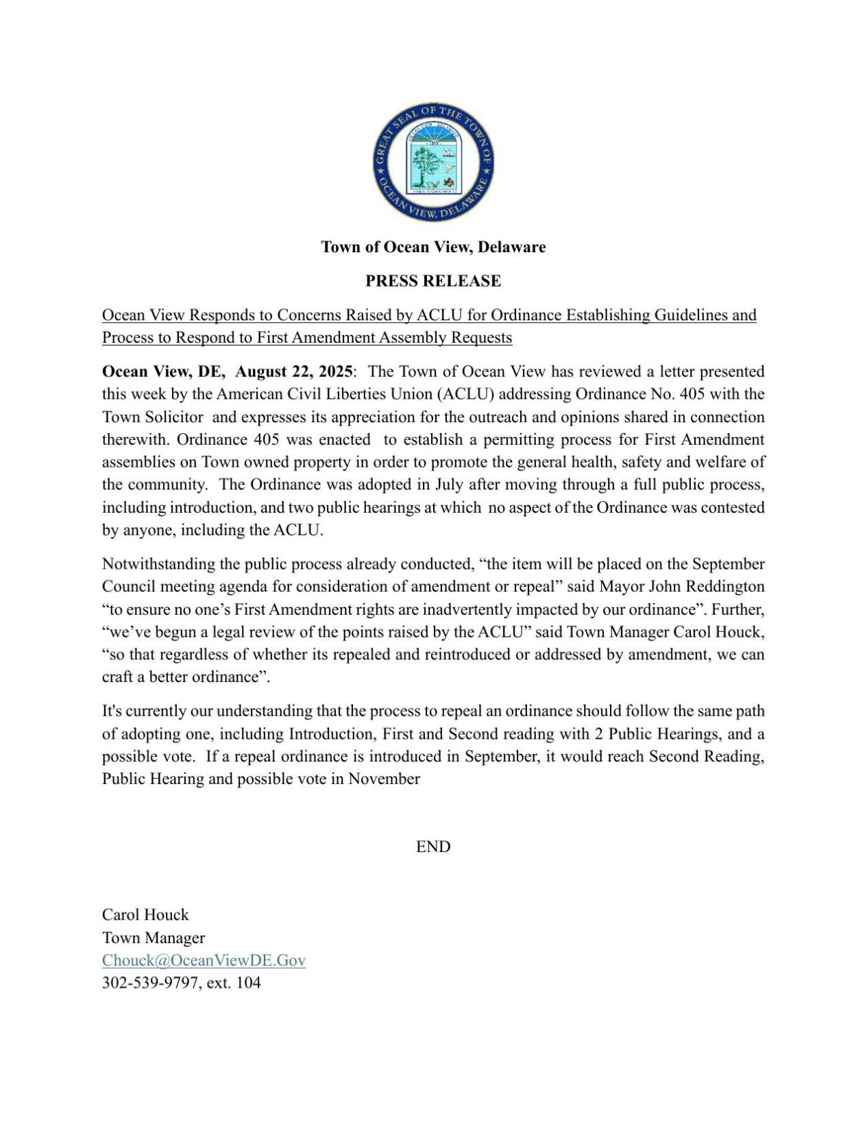 Ocean View Response