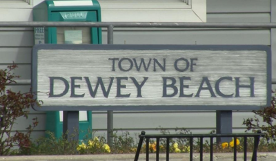 The Town of Dewey Beach sign positioned in front of Town Hall.