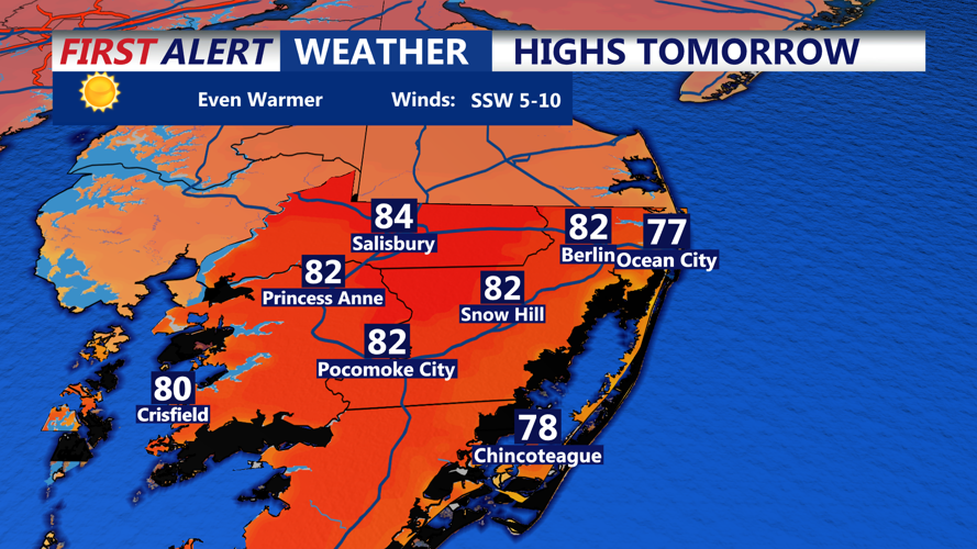 HIGHS TOMORROW - OCEAN CITY