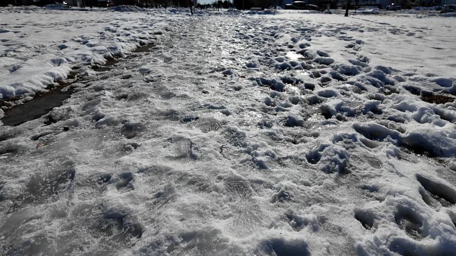Icy walking trail at Plantation Lakes in Millsboro
