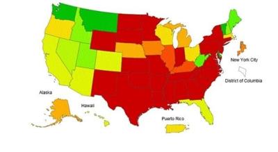 Flu Light in Delaware, High in Neighboring States