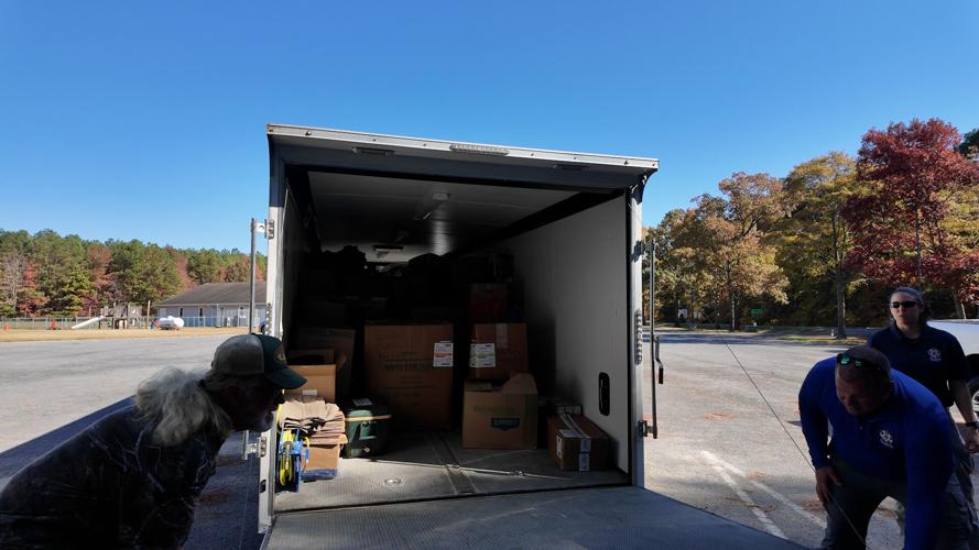 Trailer loaded with Hurricane Relief donations in Georgetown