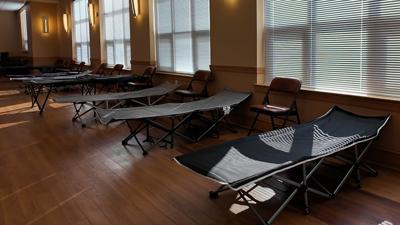 Cots for the homeless provided by Code Purple at the Cape at ST. Jude's The Apostle Church in Lewes