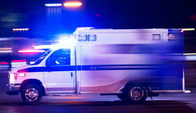 ambulance with lights on