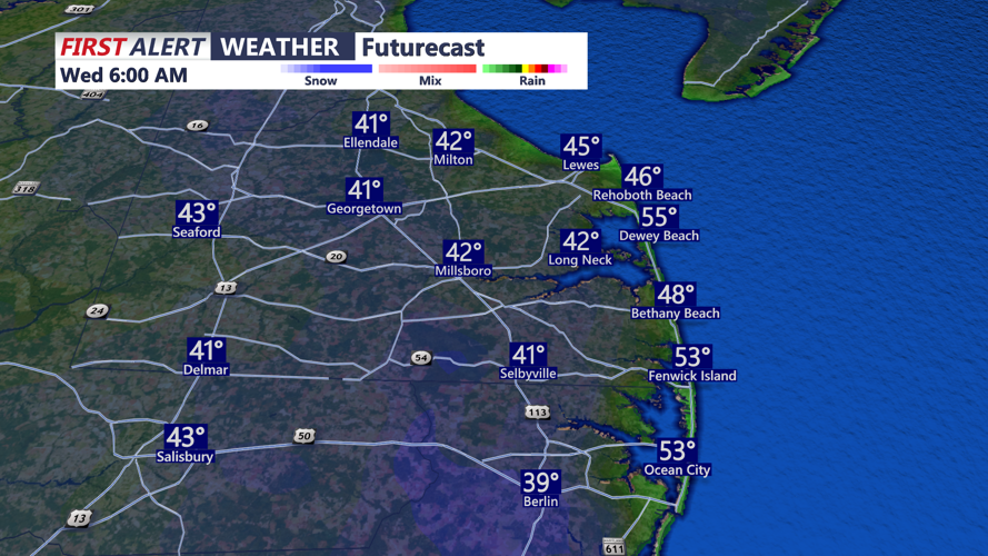 Graphic shows forecast lows tonight.