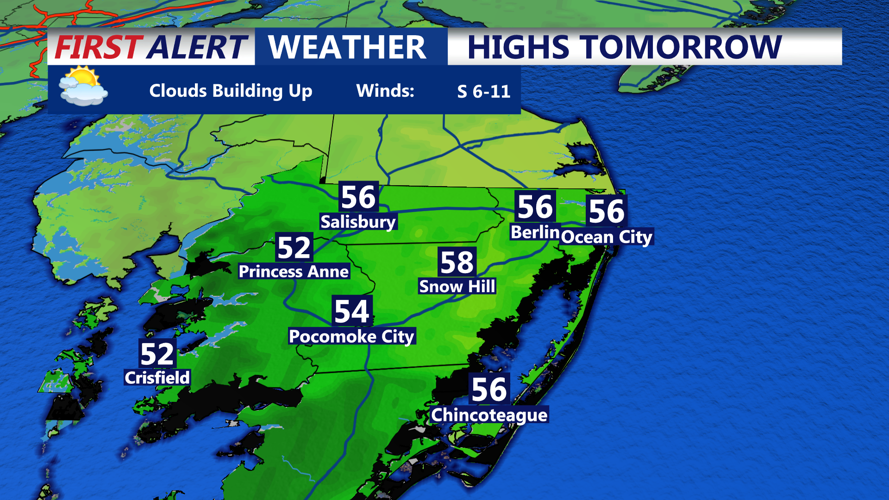 HIGHS TOMORROW OCEAN CITY