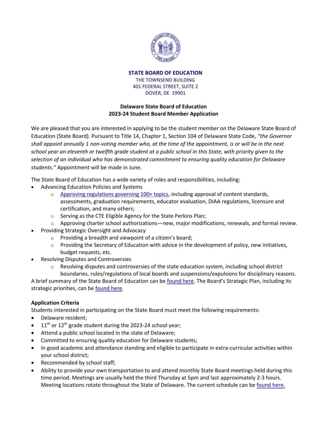 Student State Board of Ed App