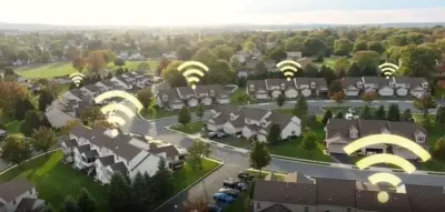 Wi-Fi symbols on surburban houses