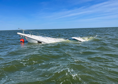 Sinking boat in Delaware Bay