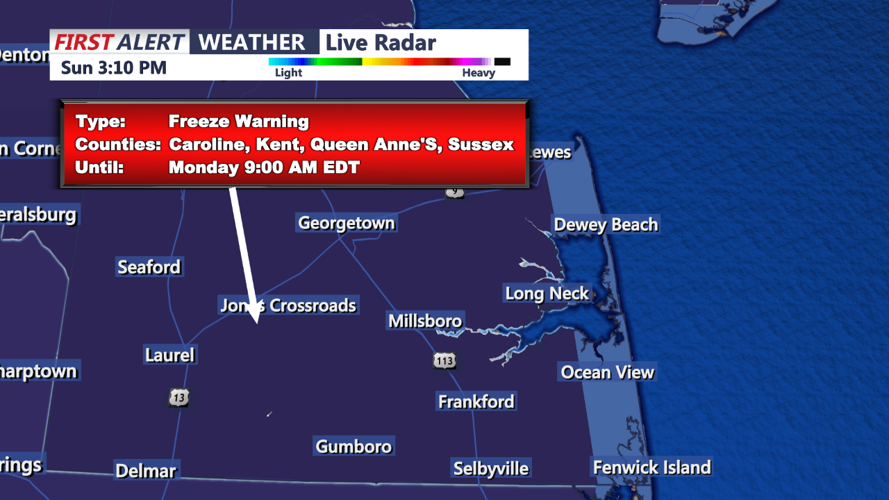 Freeze Warning in Effect for Delmarva Early Monday Morning; Sunny and ...