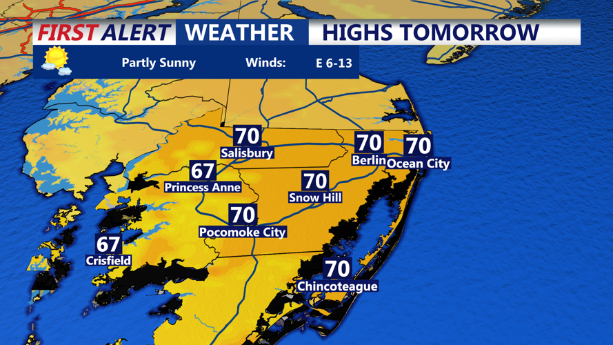 HIGHS TOMORROW OCEAN CITY