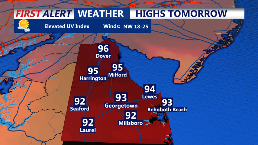 HIGHS TOMORROW SUSSEX COUNTY