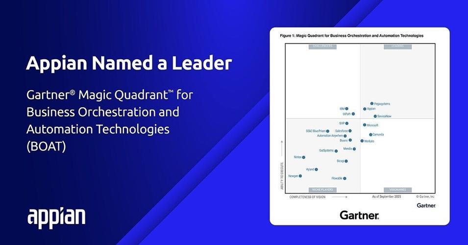 Appian is Named a Leader in Inaugural Gartner® Magic Quadrant™ for Business Orchestration and Automation Technologies (BOAT)