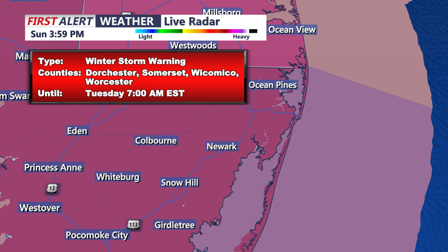 WINTER STORM WARNING - DORCHESTER, SOMERSET, WICOMICO