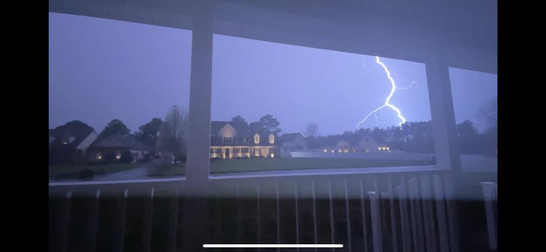 Lightning striking during Saturday's storm in Salisbury.