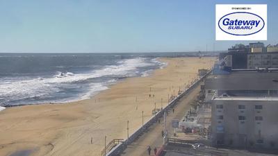 Wave activity at the southern end of Ocean City with the inlet in the far distance.