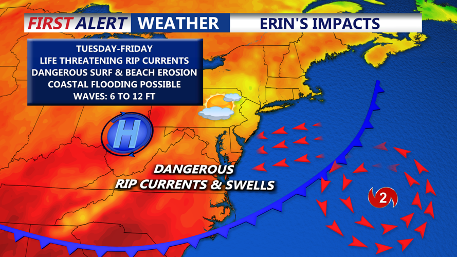 ERIN'S IMPACT - MID-ATLANTIC REGIONAL MAP