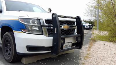 A photo of the front of an Ocean City Police Department car.