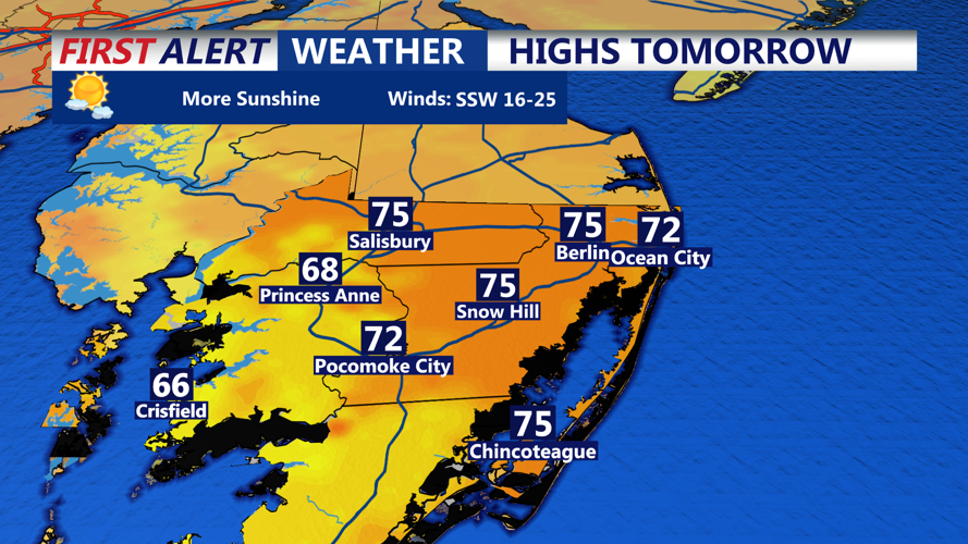 HIGHS TOMORROW - OCEAN CITY