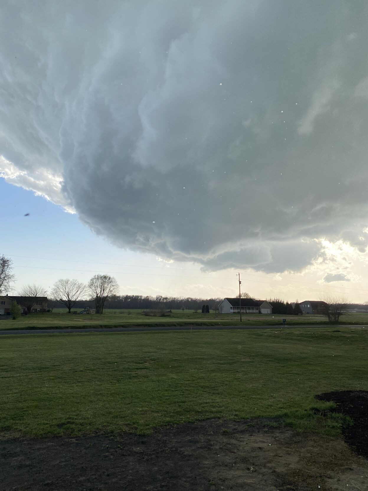 Clouds were low but not raining near Blanchard Road and Adams Road in Bridgeville around 6 p.m. Saturday.