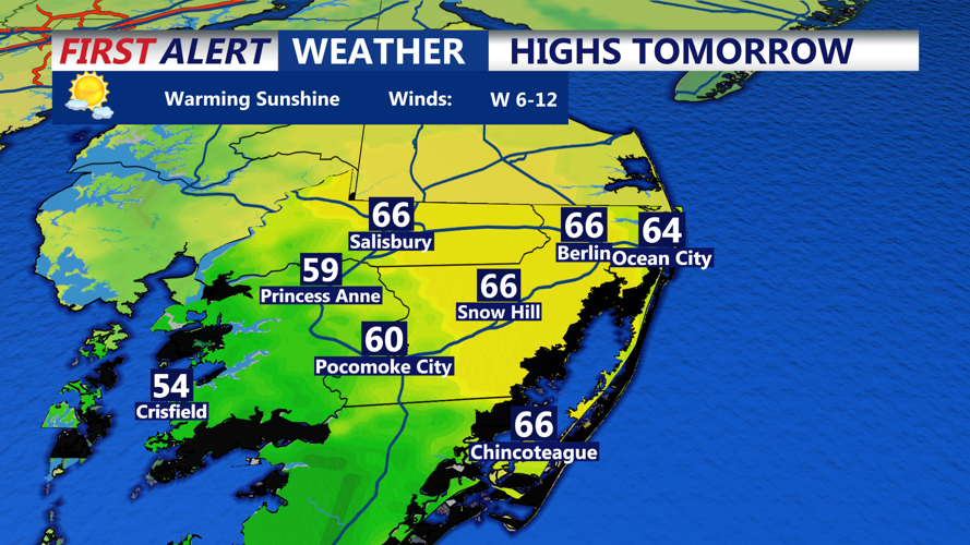 HIGHS TOMORROW OCEAN CITY