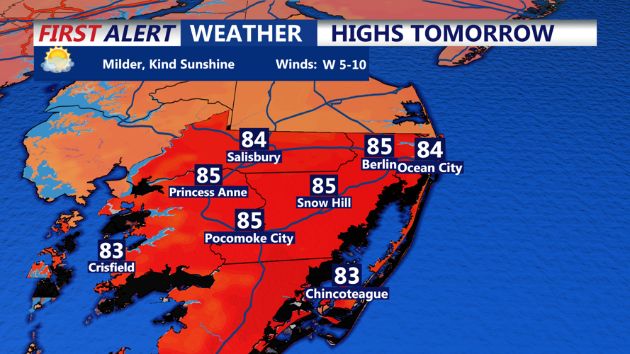 HIGHS TOMORROW OCEAN CITY