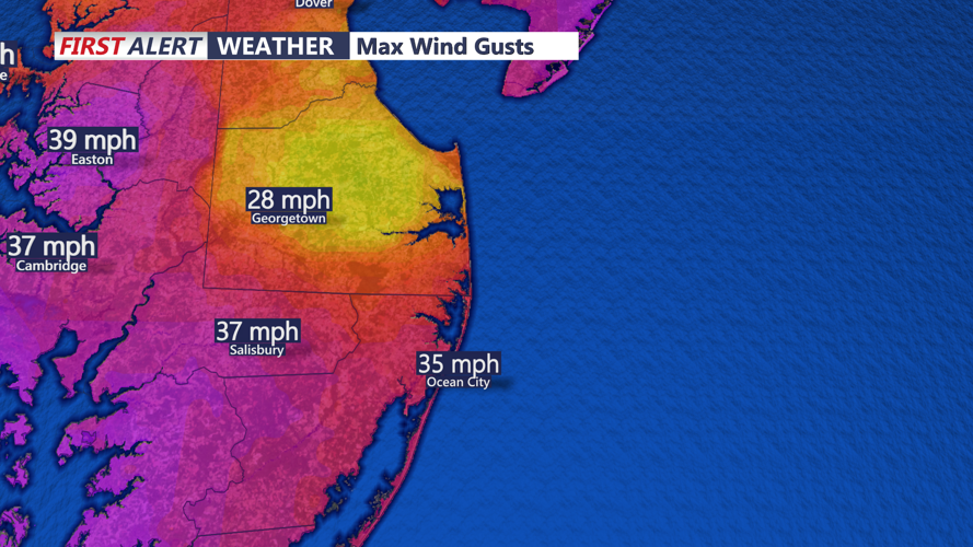 MAX WIND GUSTS - DELMARVA