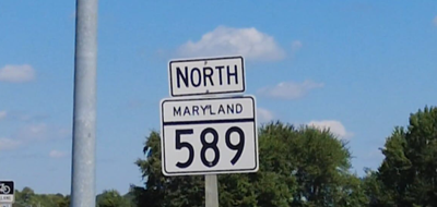 A Maryland State Route sign for 589 North.