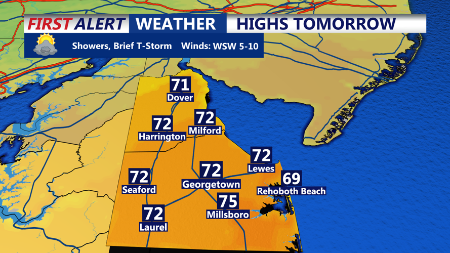 HIGHS TOMORROW SUSSEX COUNTY