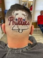 LOCAL BARBERSHOP DOES PHILLIES LOGO HAIRCUTS