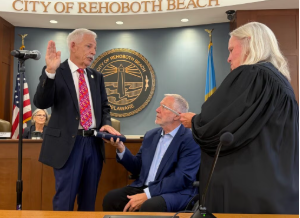 Patrick Gosset sworn in. During Friday's city meeting.