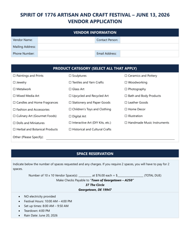 Vendor form america 250
