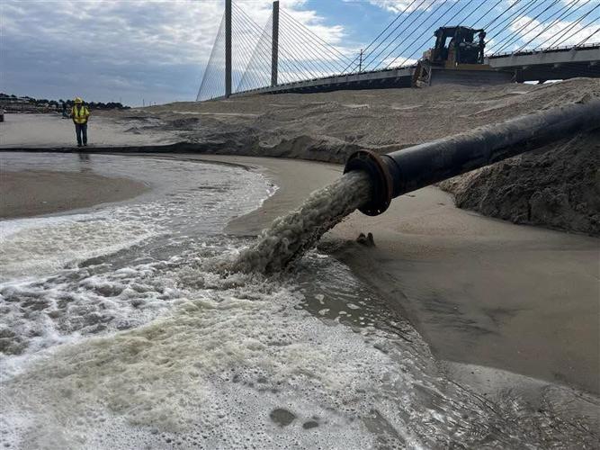 Sand being pumped at the Indian River Inlet.