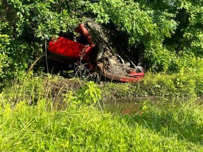 Overturned car crash