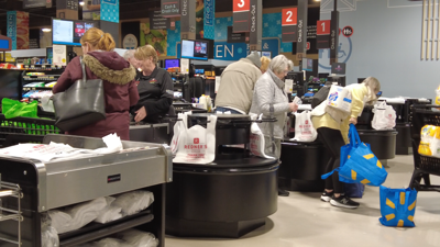 Stores busy with people buying supplies before first snowfall of the season