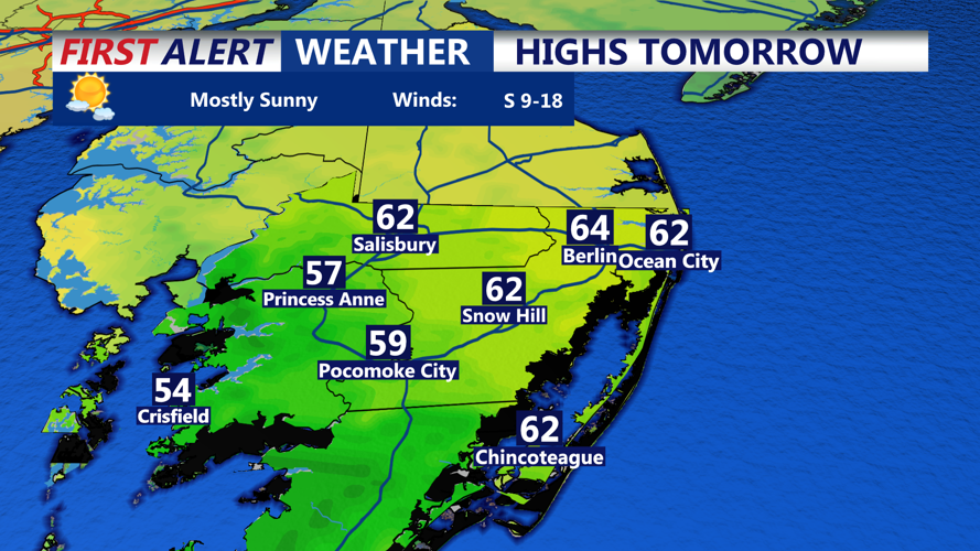 HIGHS TOMORROW OCEAN CITY