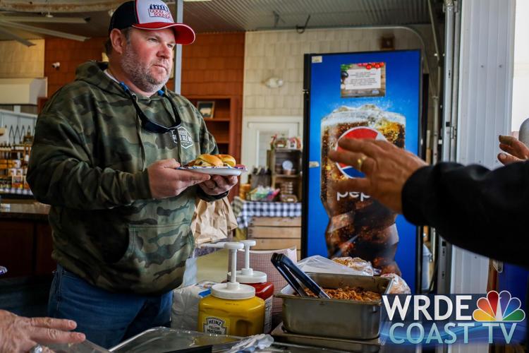 A serving line during community cleanup.
