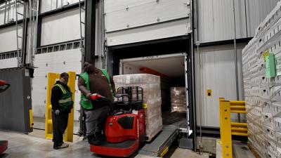 Food truck delivery from Perdue at the Food Bank of Delaware