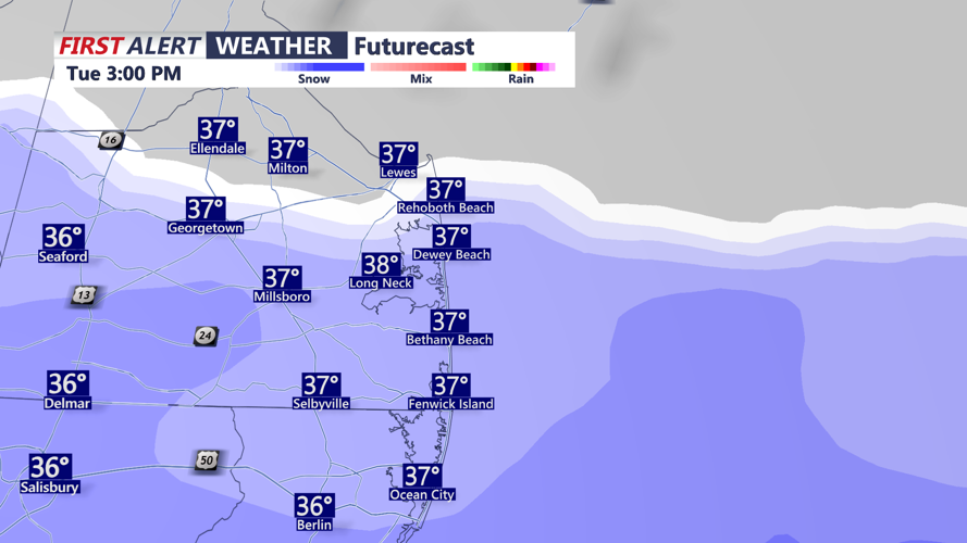 Snow Moves Into Delmarva This Afternoon