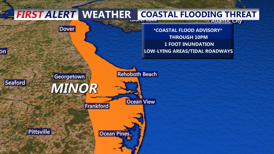 Image shows the coastal flooding threat.