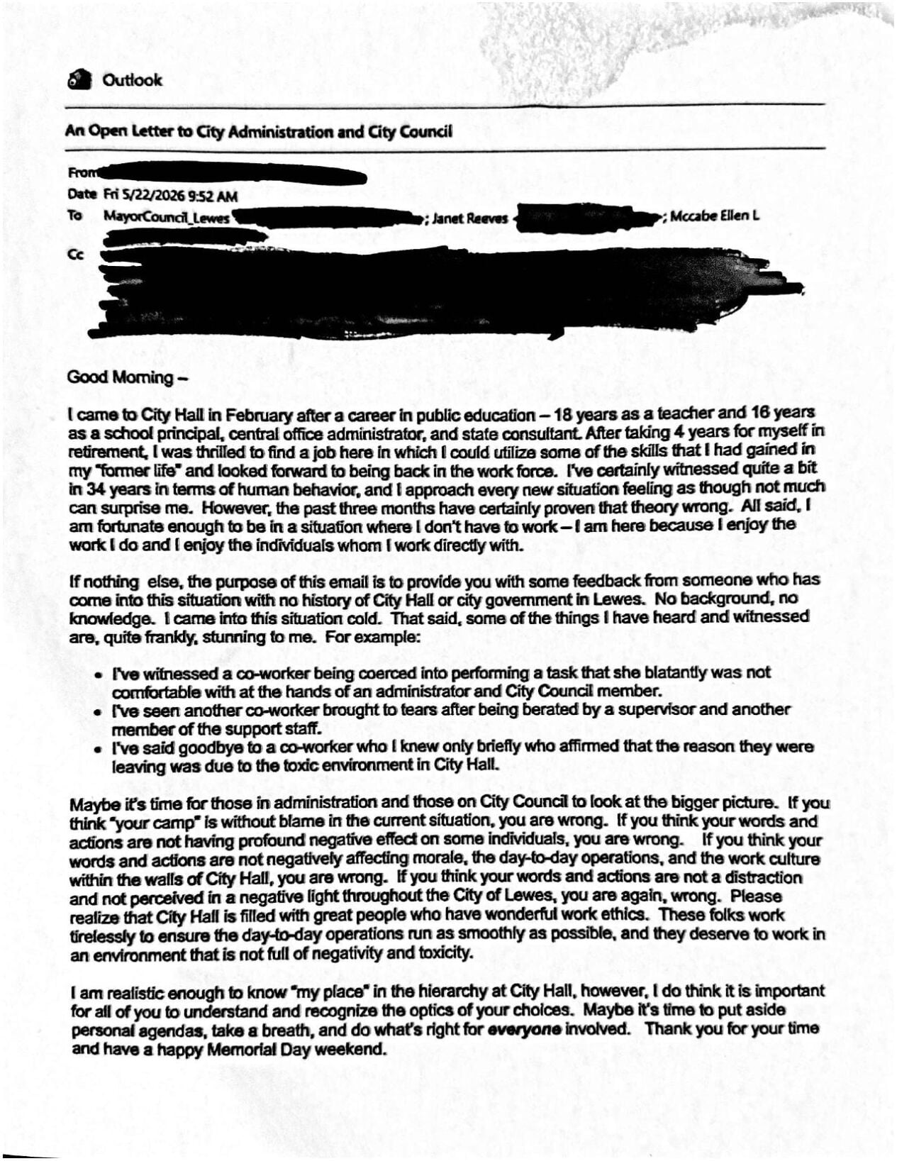 Open letter to Lewes